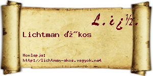 Lichtman Ákos névjegykártya